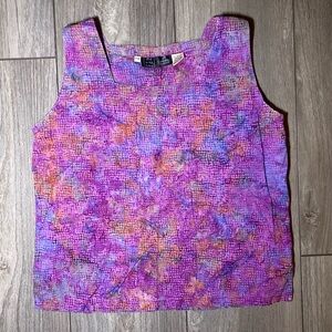 EUC Cat in the Lotus Watercolor Dots Square Neck Sleeveless 100% Rayon Top